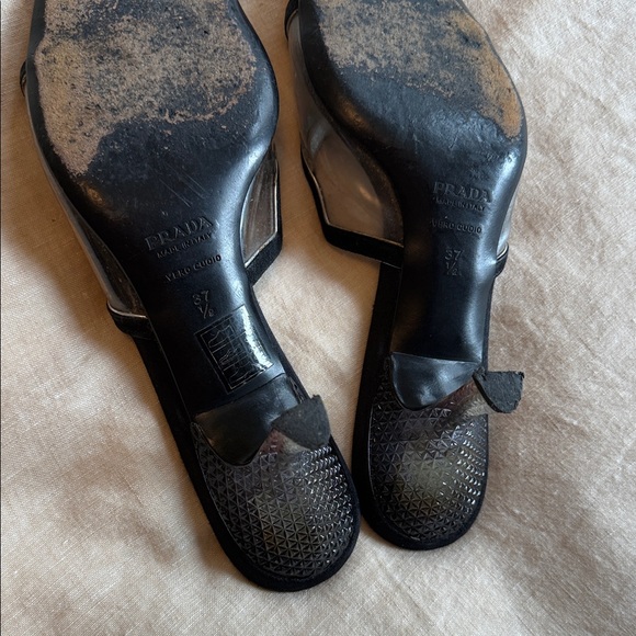 Prada Black and Silver Heeled Sandals - Picture 4 of 5